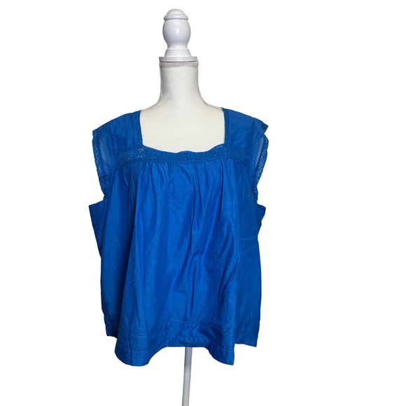 Lucky Brand Tops - Lucky Brand Women's 100% Cotton Blue Ruffled  Tank Top Blouse Size XXL